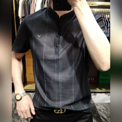 薄款商务时尚翻领半袖潮男T恤