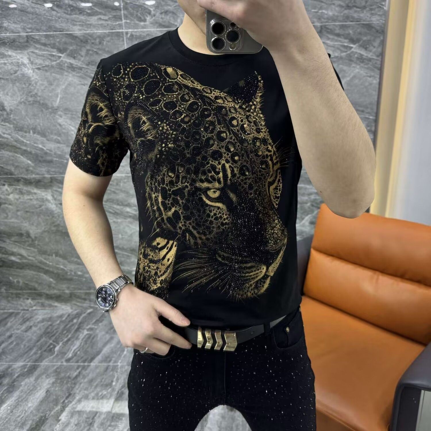 【现货】68092男士欧货夏季新款潮流半袖个性印花薄款时尚帅气T恤