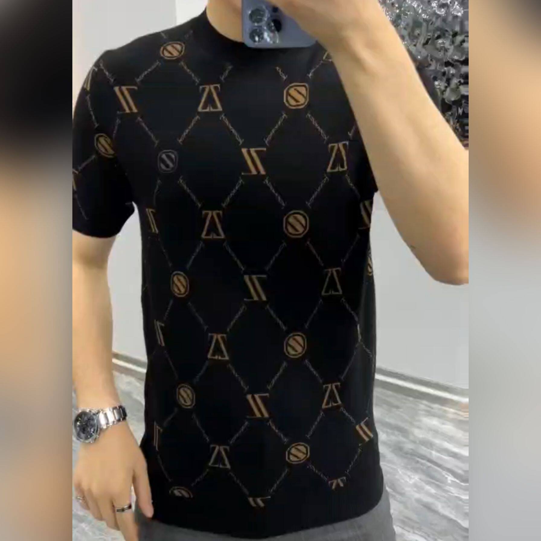 （现货）6815-3秋季新款男士针织衫短袖轻奢舒适简约时尚休闲百搭