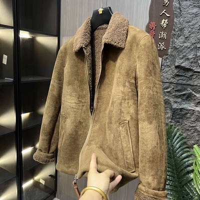 【现货】Z-073男士秋冬奢潮皮毛一体时尚高端大气夹克翻领外套