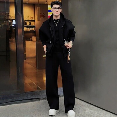 美式风男装春季长袖连帽休闲