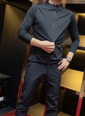 68096男士半拉链套头长袖小衫长袖立领休闲透气轻薄上衣百搭潮