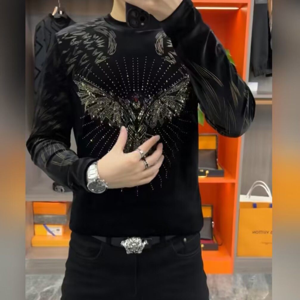 【现货】6299秋季新款卫衣男时尚帅气翅膀长袖T恤男时尚个性百搭