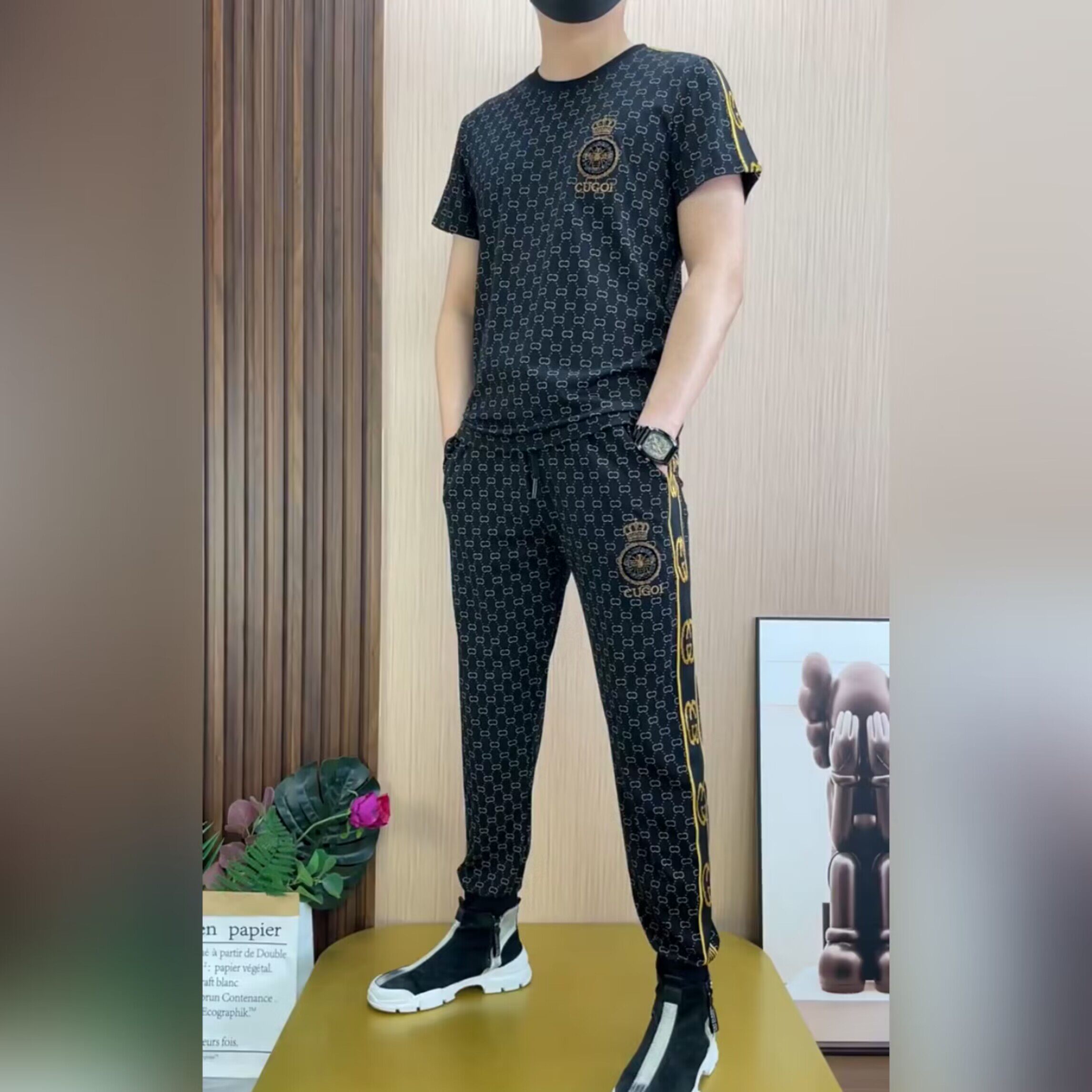 （现货）男士夏季新品帅气韩版短袖休闲运动套装时尚潮流简约舒适