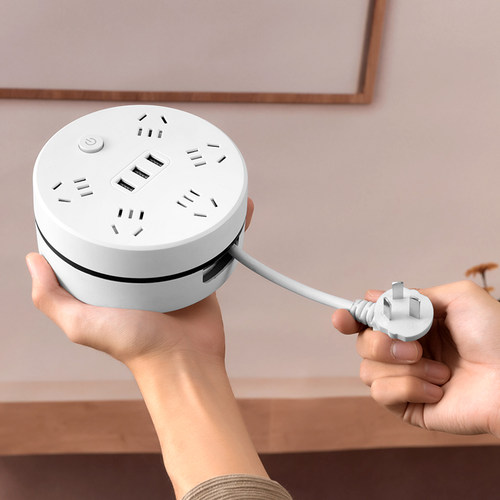 【正品认证】可伸缩插座带线插板家用带收纳排插usb多功能接线板