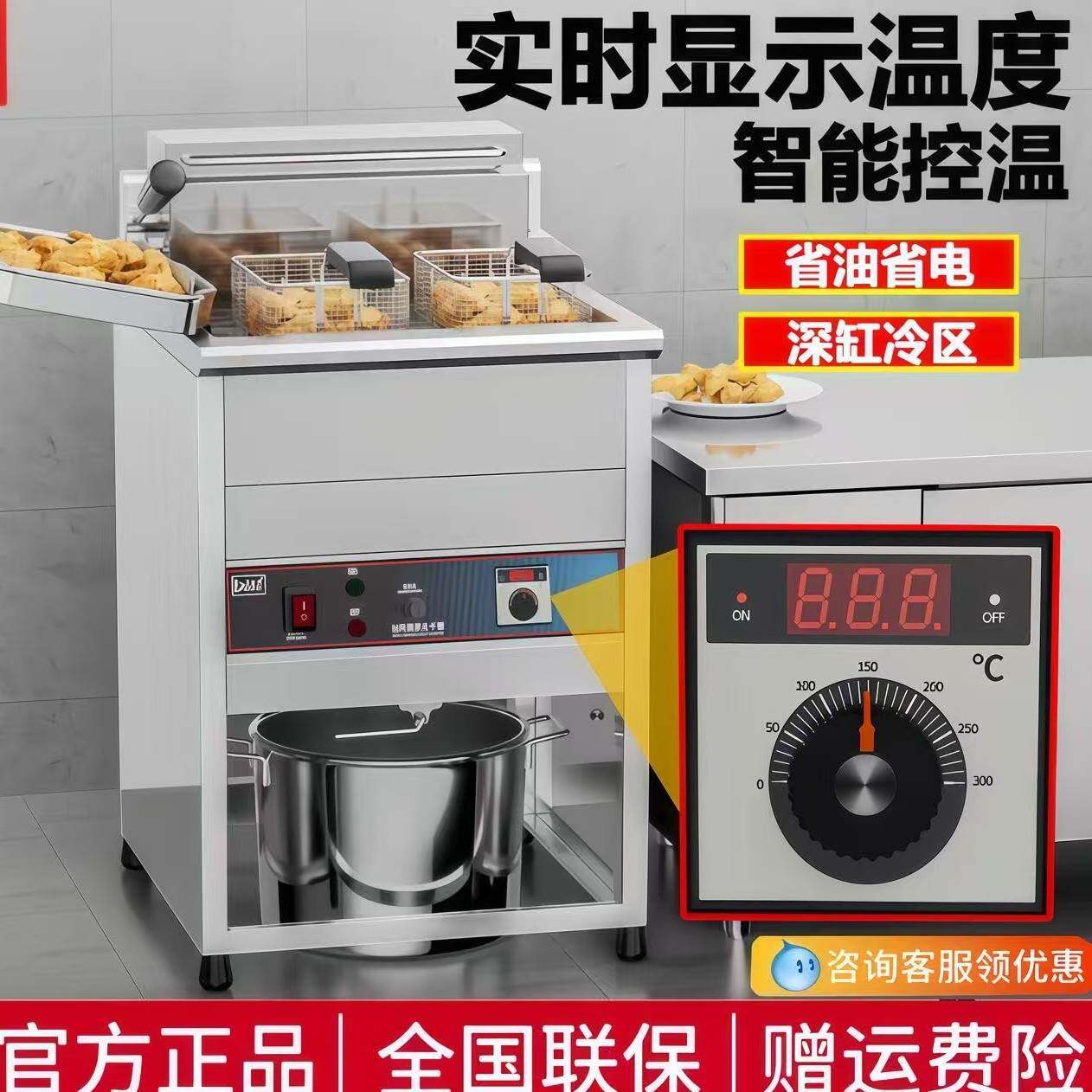 立式电炸炉商用大容量炸鸡排机器双缸恒温油条机炸串机电热油炸锅