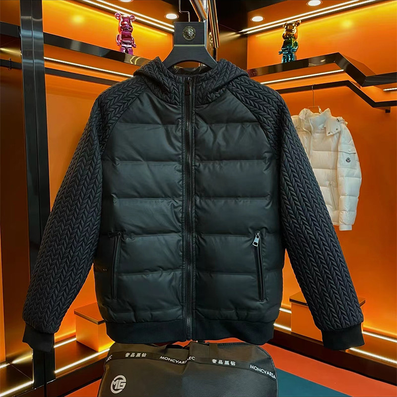 男士拼接连帽冬季保暖轻薄棉衣