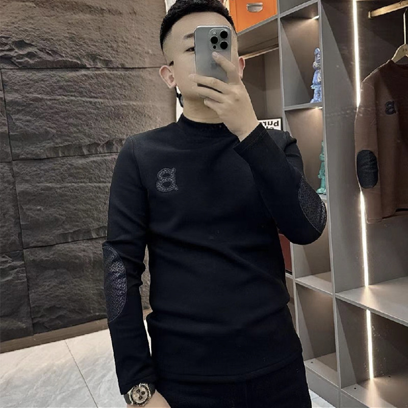 男士拼接时尚卫衣圆领百搭小衫