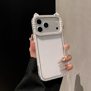 KT耳朵滴胶透明壳适用iPhone17手机壳15苹果15promax亚克力16凹槽