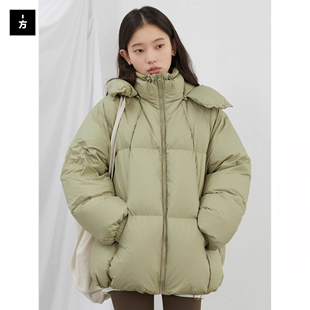 「一方服饰」冬季超轻连帽90白鸭绒羽绒服中长款保暖外套