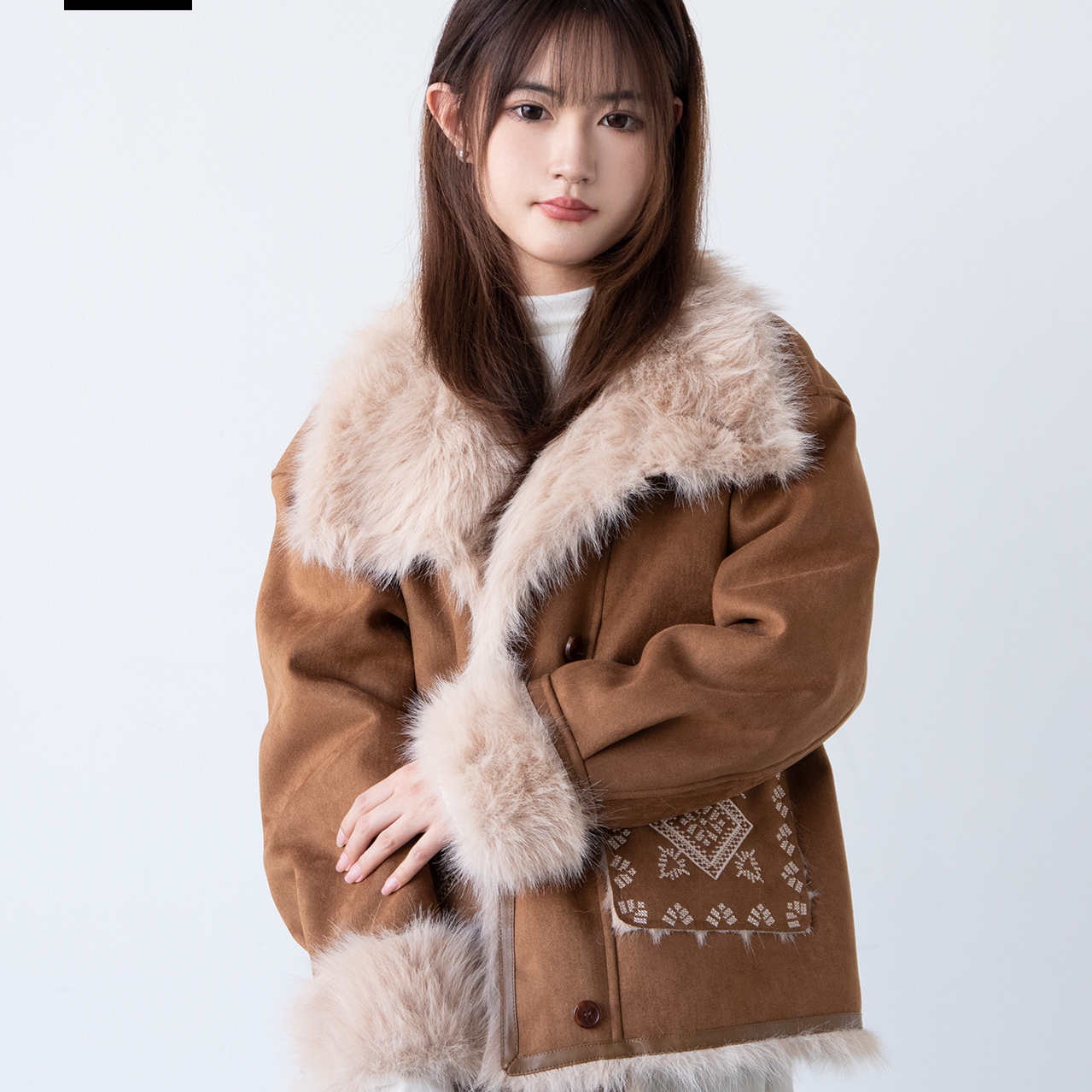 复古风保暖仿皮草外套