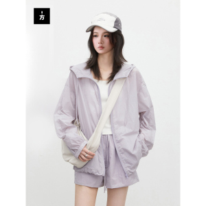 【一方服饰】夏季新款UPF50+防晒套装连帽长袖外套轻薄松紧腰短裤