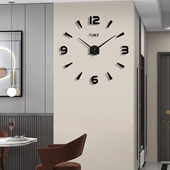 免打孔极简挂钟餐厅现代简约3D立体创意时钟玄关静音数字指针钟表