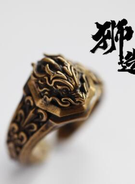 狮造 复古青龙男戒 做旧铜戒指原创中国风配饰首饰个性东方龙