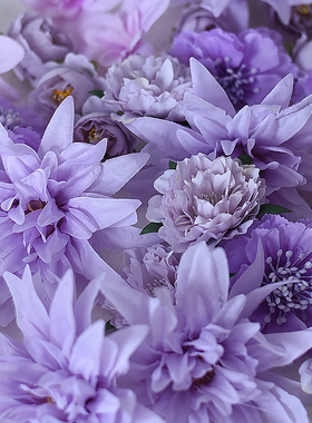 痛包diy材料假花紫色仿真花朵花头绢花头饰帽子簪花装饰拍照