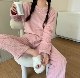 150cm矮个子珊瑚绒糖果色家居服xs码小个女睡衣套装两件套小码xxs