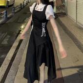 连衣裙子xxs码 150cm小个子赫本风衬衫 背带裙宽松显瘦不规则中长款