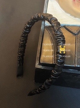 【兰LANLAN】仿羊皮pu经典褶皱皮质发箍凯旋高级简约发箍