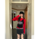 短款 吊带背心 长袖 TOKO.Z早春时髦针织修身 磨毛打底衫 上衣两件套
