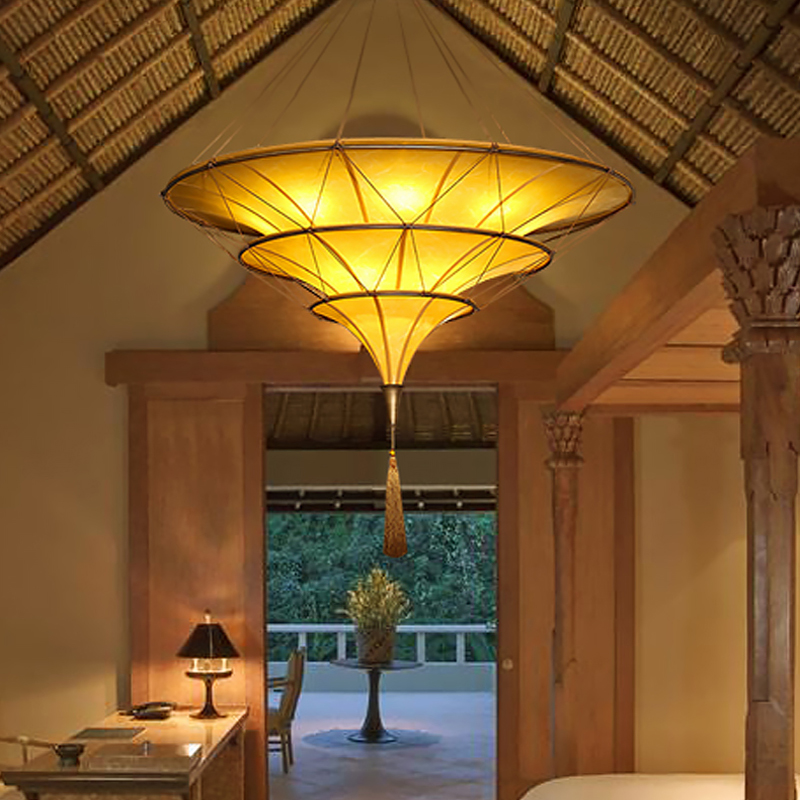 东南亚吊灯复古酒店大堂泰式会所大厅民宿饭店茶室羊皮纸装饰灯具