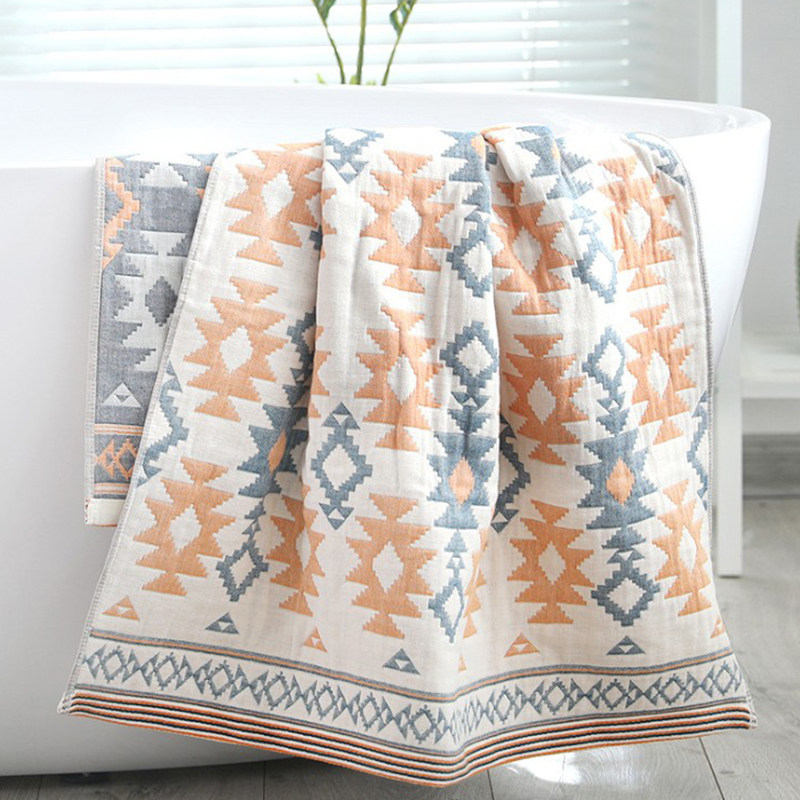 如奕纯棉四层纱布浴巾大人家用吸水速干全棉男士大号毛巾女士专用