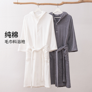 如奕新疆长绒棉浴袍纯棉成人秋冬季带帽睡衣男女洗澡吸水速干浴衣