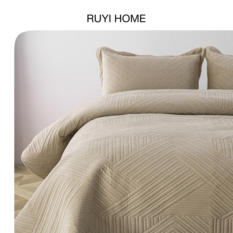 如奕夹棉床盖三件套欧式田园榻榻米纯棉全棉四季通用榻榻米绗缝被