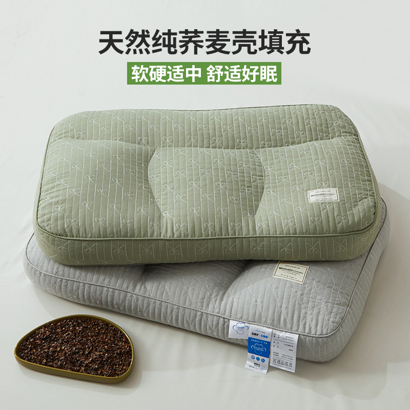 如奕荞麦枕头独立分区侧睡荞麦壳枕家用单人护颈全荞麦壳枕芯一只