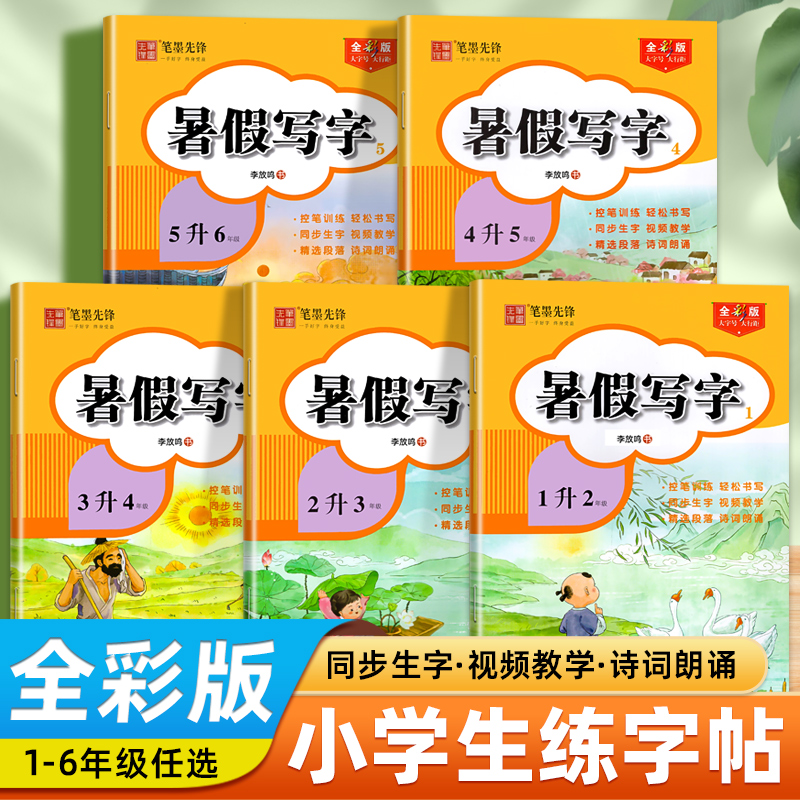 小学生1-6年级暑假练字本人教版暑假作业练字帖语文同步字帖复习+预习暑假衔接一二三四五六年级上下册练字帖小学生专用每日一练