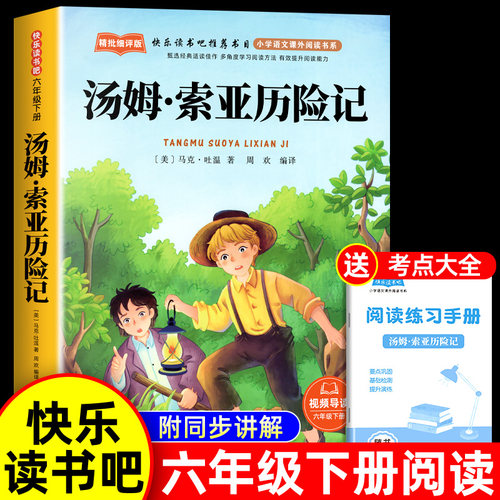 汤姆索亚历险记原著完整版 六年级下册必读正版的课外书爱丽丝漫游奇境骑鹅旅行记快乐读书吧鲁滨逊漂流记6六下阅读书籍马克吐温
