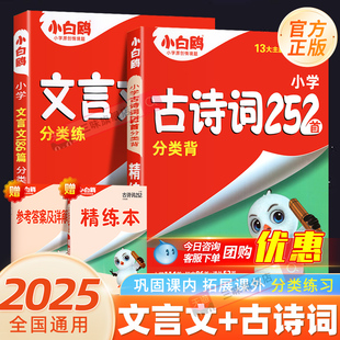 2025版 小学生古诗文言文专项强化训练小白鸽星空小升初 万唯小白鸥小升初文言文186篇古诗词252首三年级四五六年级语文人教版