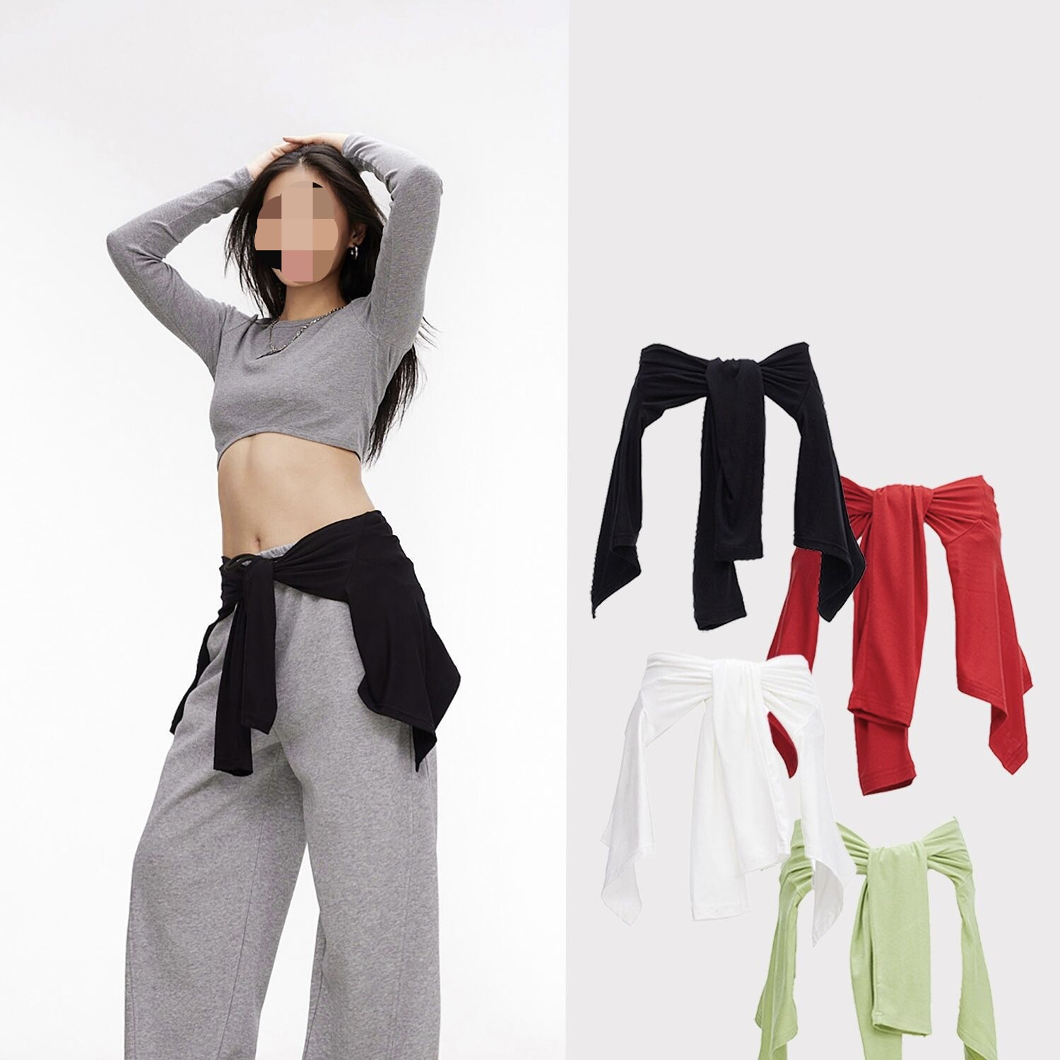 爵士街舞叠穿上衣屁帘两用女跳舞腰封裙jazz腰搭服装开衫罩衫外套