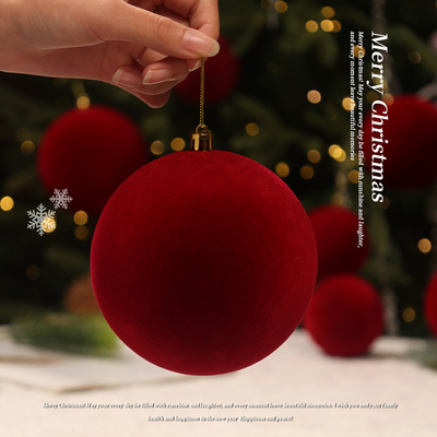 圣诞植绒丝绒球场景布置挂饰