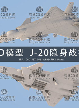 H742-C4D/MAYA/3DMAX三维  J20第五代隐形战斗机白模 3D模型素材