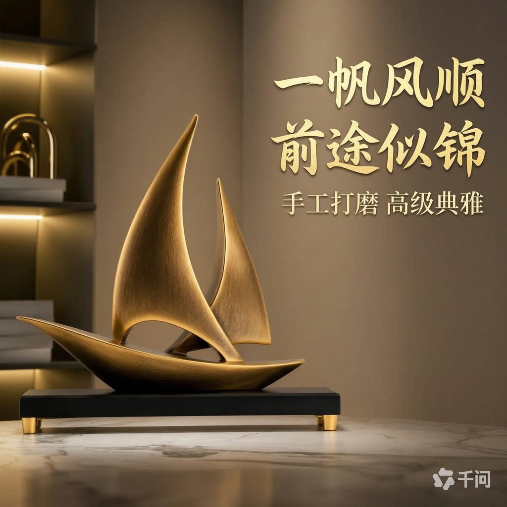 一帆风顺帆船摆件乔迁新居礼物