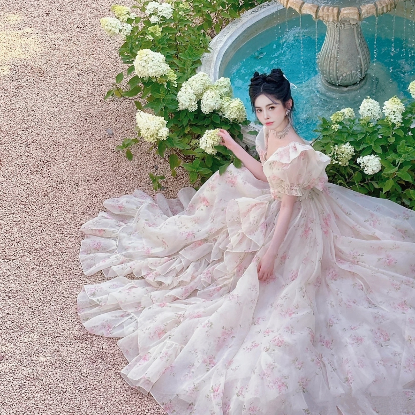 肉肉梦大码～樱吹杏海温柔风高级感大拖尾selk同款高定复原版礼服