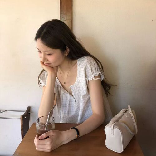 class韩国直邮060406 OUNCE 韩代2026款  短袖格子衬衫