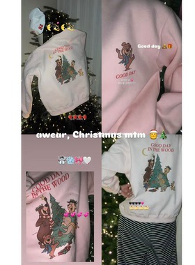 class韩国直邮112610 awear 韩代2025款  圣诞氛围感加绒卫衣