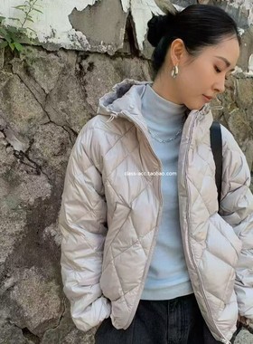 class韩国直邮110614 LOFN 韩代2025款  鸭绒8:2菱格纹连帽羽绒服