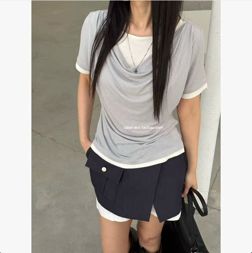 class韩国直邮1031715 Verbena 韩代2026款  假两件短袖T