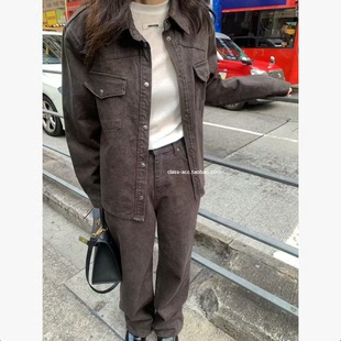 class韩国直邮012204 UNDERSON 韩代2026款 外套+裤子棕色套装