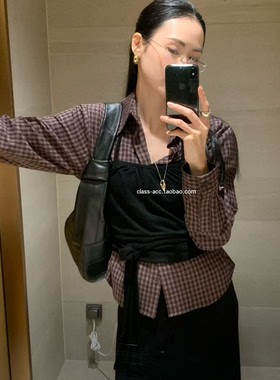 class韩国直邮110611 LOFN 韩代2025款  磨毛格子衬衫