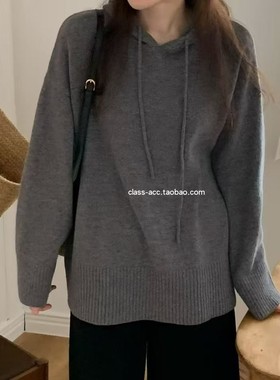 class韩国直邮110904 JUEDE 韩代2025款  休闲减龄连帽毛衣