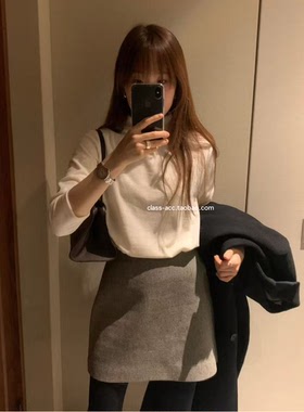 class韩国直邮111013 OUNCE 韩代2025款  羊毛1oo毛呢半裙