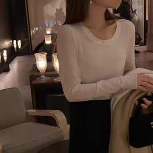 class韩国直邮112411 天丝羊毛纯欲圆领T OUNCE韩代2025款