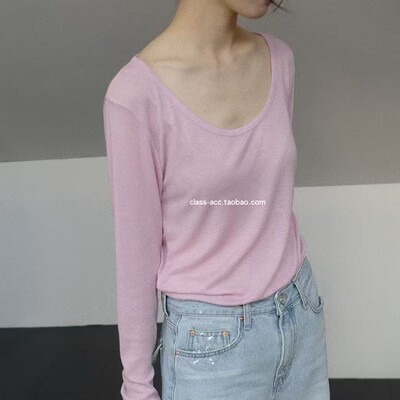 class韩国直邮031509 over rich 韩代2026款 天丝羊毛大圆领漂亮T