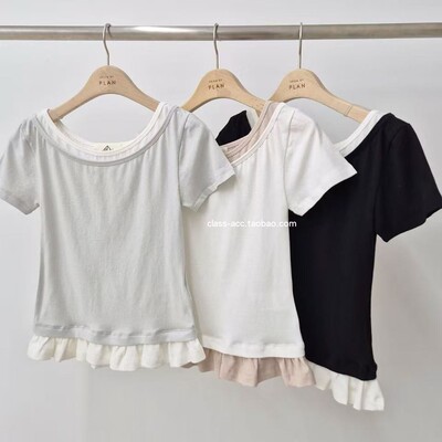 class韩国直邮031004 the plan 韩代2026款   芭蕾风假两件短袖T