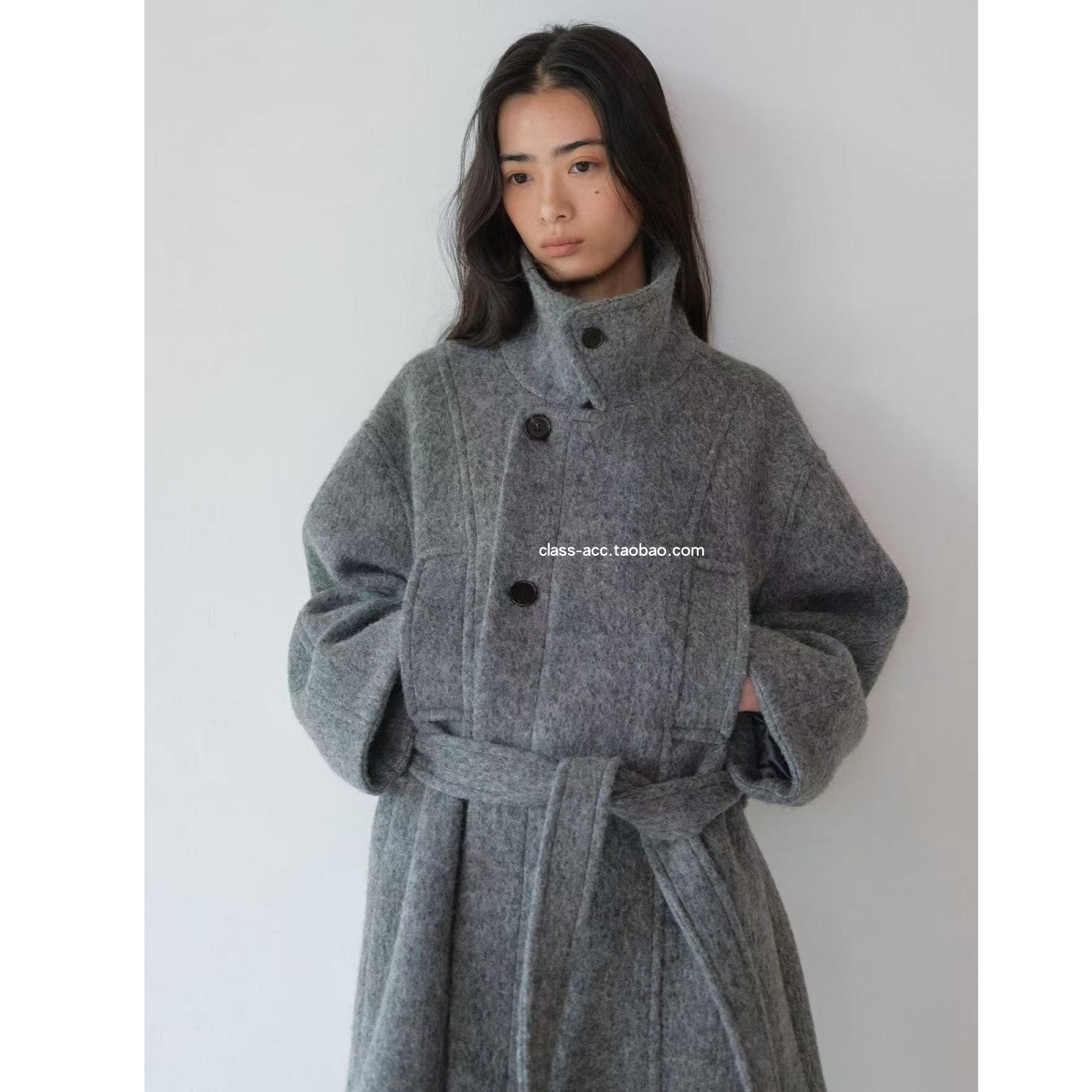 class韩国直邮120801 meet me 韩代2025羊毛羊驼毛中长款毛呢大衣