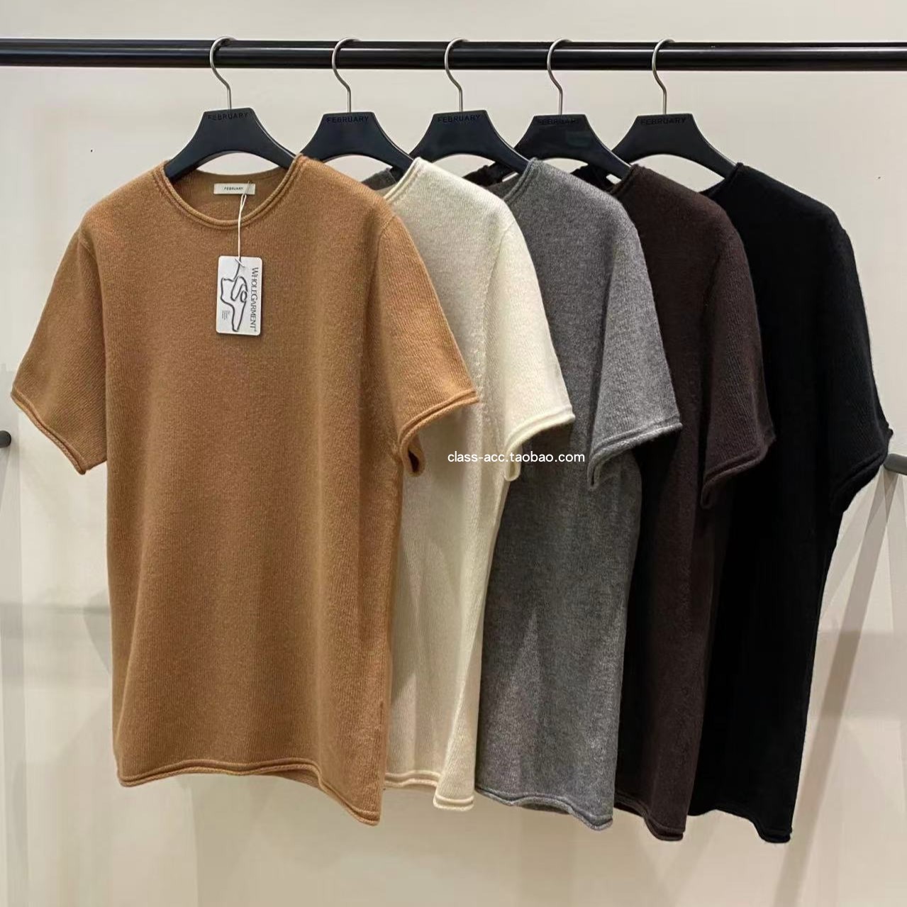 class韩国直邮112726 FEBRUARY.11 福利一片式卷边中长款短袖毛衣