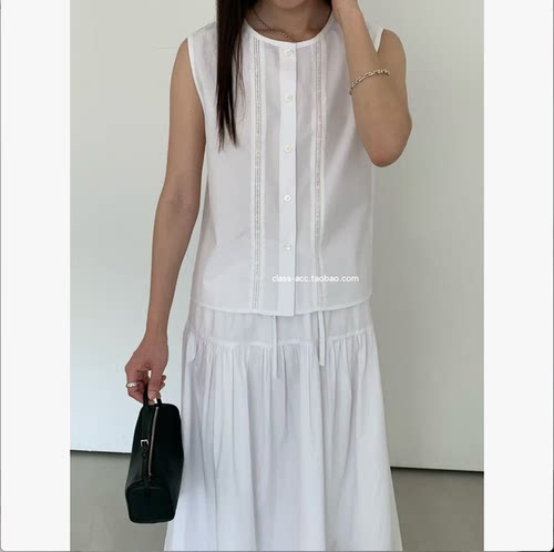 class韩国直邮052512 MONIQUE 韩代2026款背心＋半裙拼接蕾丝套装